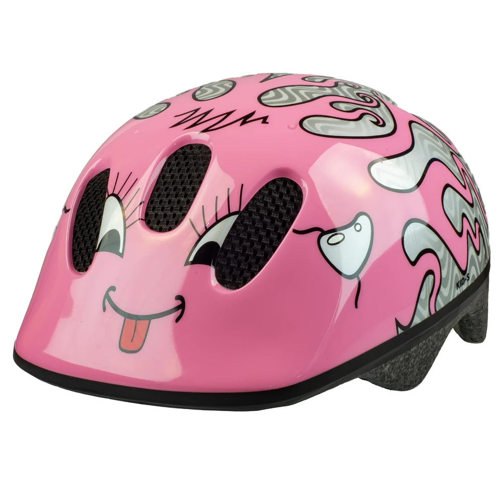 کلاه ایمنی دوچرخه بچگانه ام‌ویو صورتی طرح خندان | محافظتی شاد و استاندارد M-WAVE PINK 731006