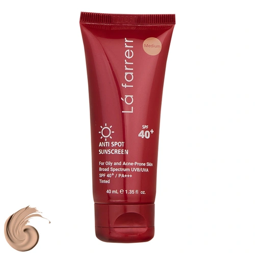 کرم ضد آفتاب ضدلک رنگ متوسط +SPF40 پوست چرب لافارر 40 میلی لیتر