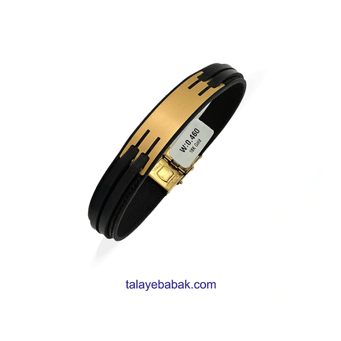دستبند چرم و طلا DM018