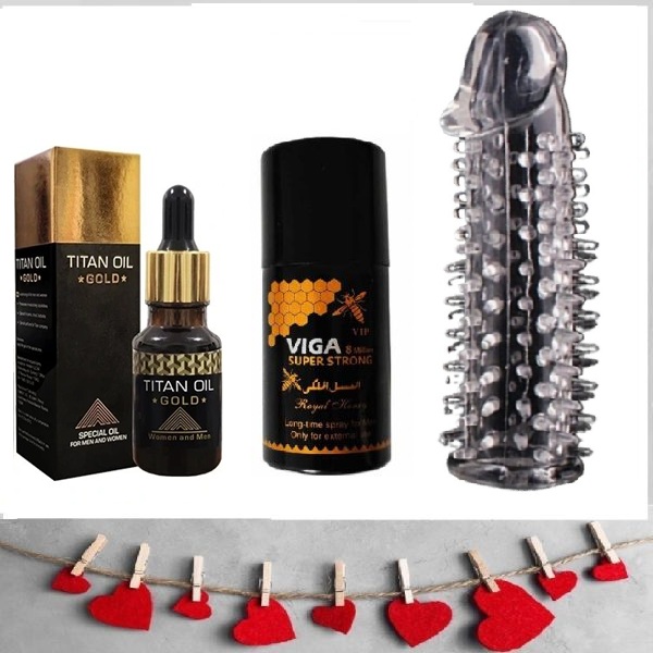 کاندوم سیلیکونی خاردار آناتومیک لاور + اسپری تاخیری ویگا 8 میلیون + روغن حجم دهنده اقایان تیتان گلد ( پکیج زناشویی)